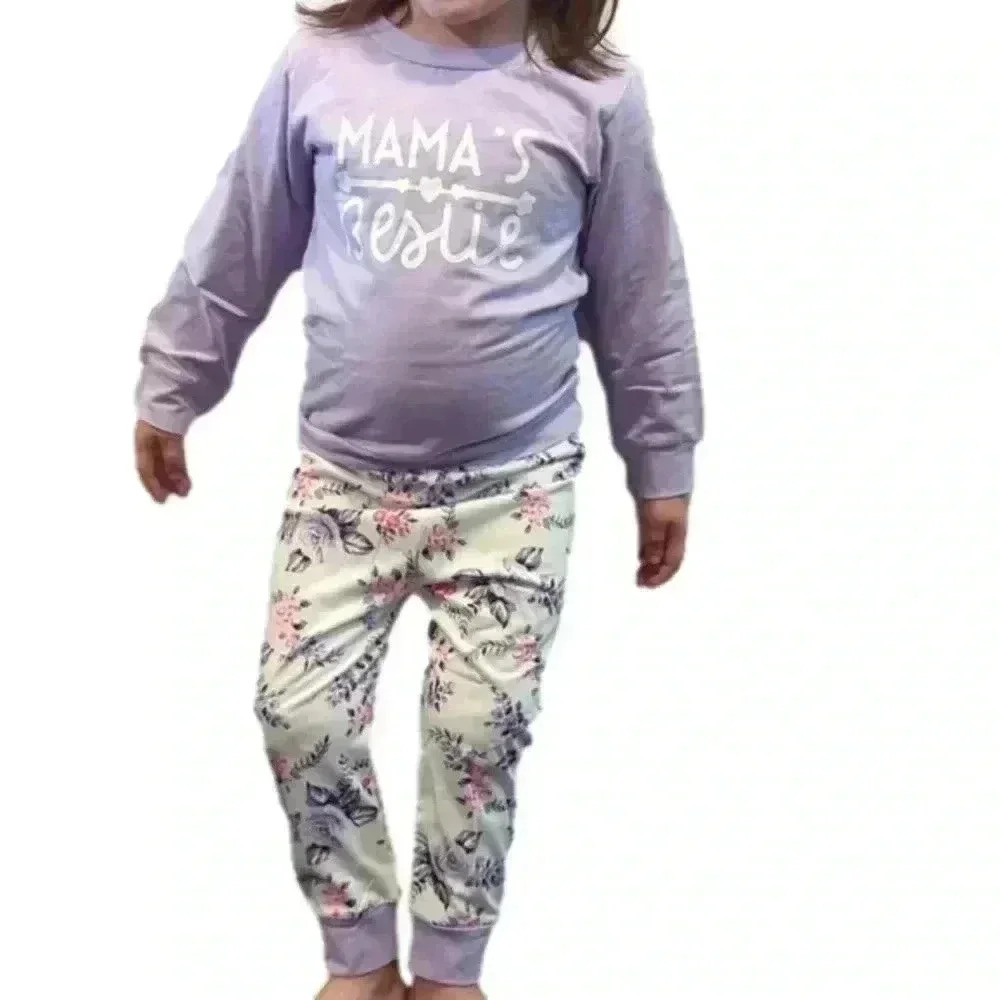 Mama's bestie long sleeve top and matching floral pants